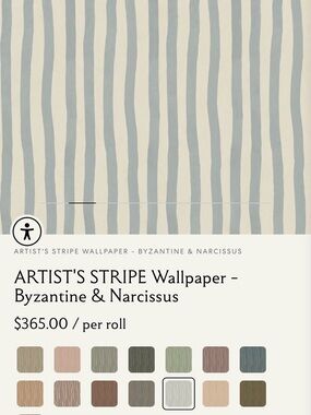 House of Hackney Artist's Stripe Wallpaper in Pale Blue & Cream
